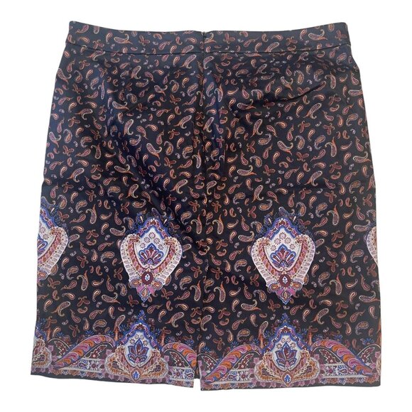 J Crew The Pencil Skirt Women Black Medallion Paisley Print SZ 14-Lined-Business - Picture 5 of 9